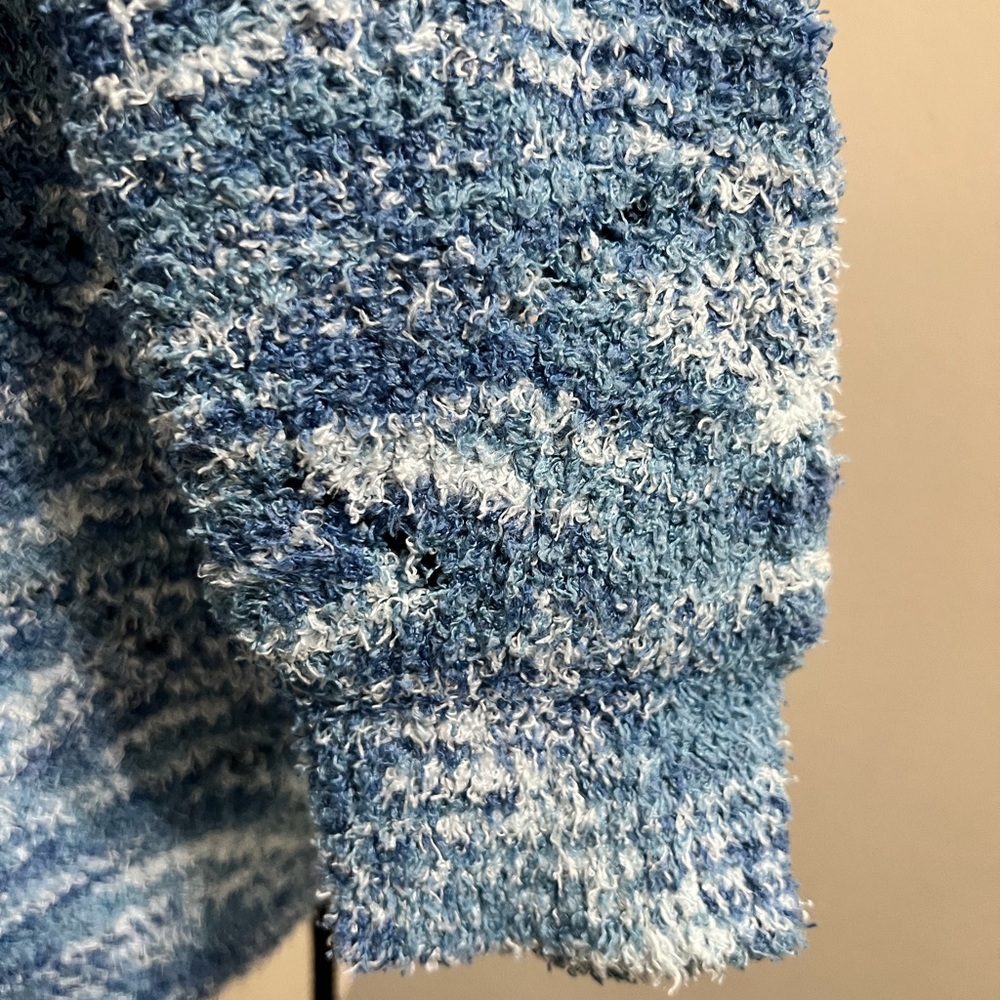 Blue Marl Textured Button Cardigan Sweater - Picture 9 of 10